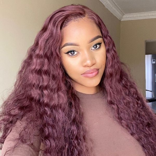 Water Wave Dark Purple Glueless Wig 200% MEGA DENSITY | 5x5 Closure Lace