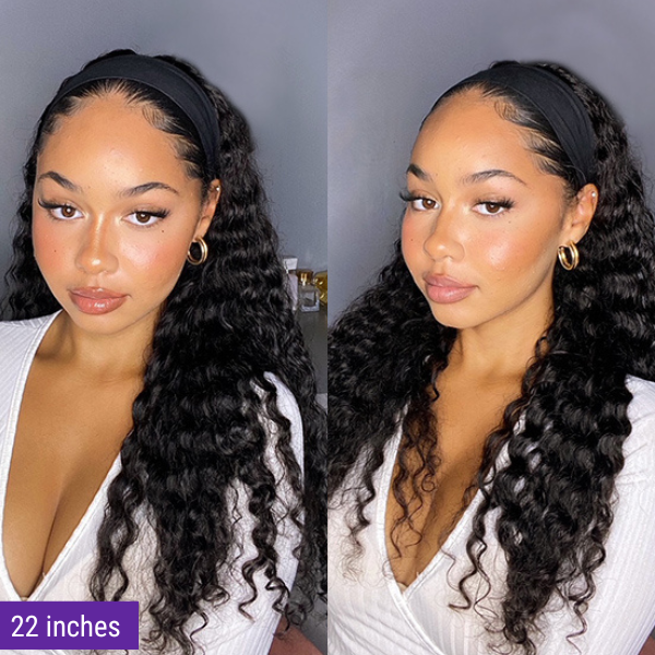 Deep Wave Affordable Curly Headband Wig (Get Free Trendy Headband)