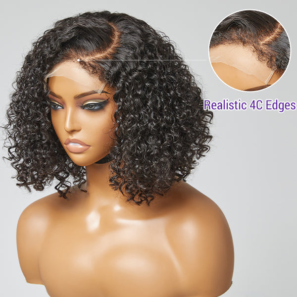 Products 4C Edges | Deep Wave Kinky Edges C Parted Glueless 5x5 Closure Lace Wigs | Afro Inspired