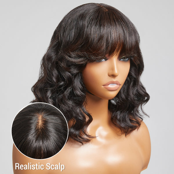 Welcome Back | Affordable Mature Short Loose Wave Minimalist Lace Wig with Bangs