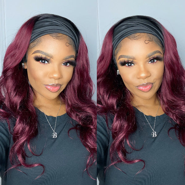 Luvme Sugar Plum Color Headband Wig With Natural Black Root | Throw On & Go