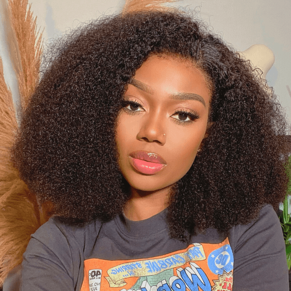 Luvme 4C Edges | Realistic Afro Kinky Edges Free Parting 13x4 Undetectable Lace Front Human Hair Wig | Afro Inspired