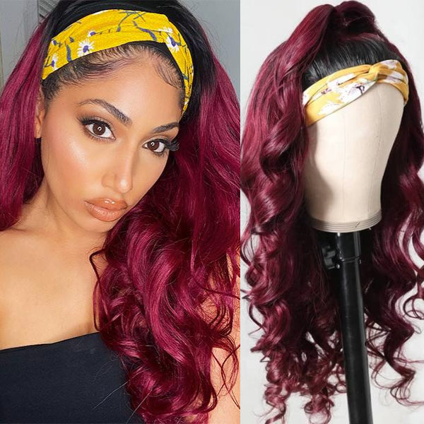 Luvme Sugar Plum Color Headband Wig With Natural Black Root | Throw On & Go