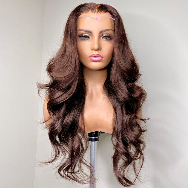 Charming Brown Layered Cut Loose Wave Glueless 5x5 Closure Lace Wig