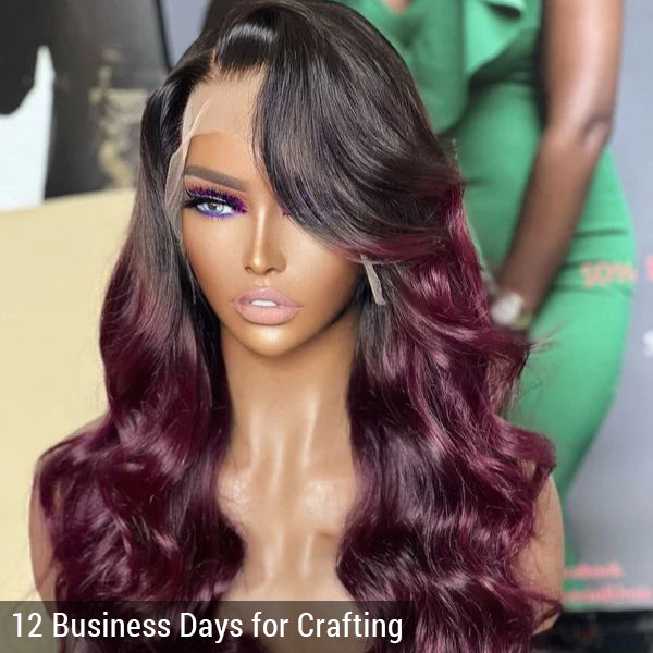 Alyssa Cabernet Ombre 13x4 Lace Front Wig Right Side Part | Limited Design