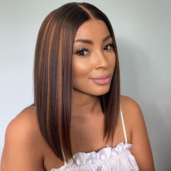 Bob Wig, Brown Wig, Straight Wig, Closure Wig, Highlights Wig