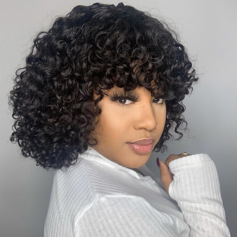 1111Flash Sale-Most Popular Wavy Bob With Bang Wig Peruvian Human Hair