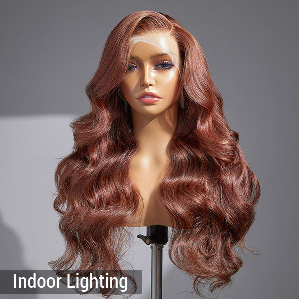 Gloria Caramel Reddish Brown Body Wave 13x4 Lace Front Wig C Part | Limited Design