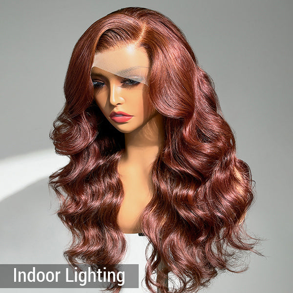 Gloria Caramel Reddish Brown Body Wave 13x4 Lace Front Wig C Part | Limited Design