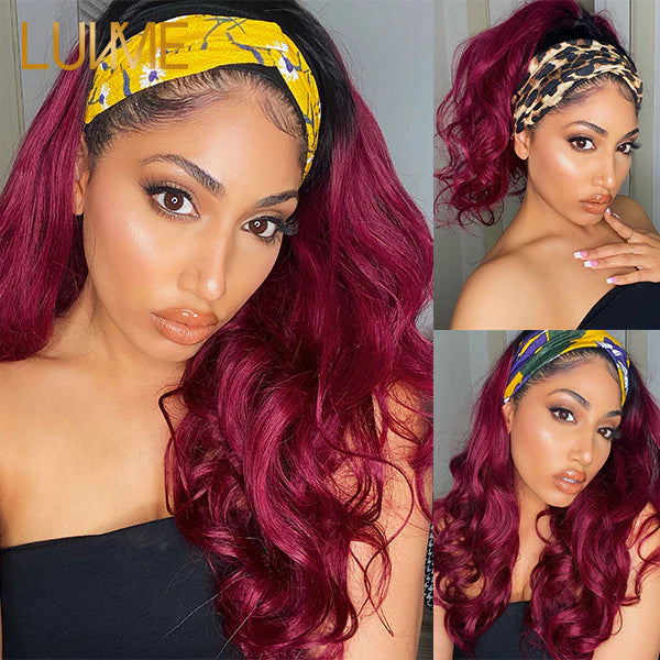 Luvme Sugar Plum Color Headband Wig With Natural Black Root | Throw On & Go