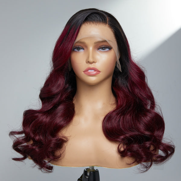 Trendy Burgundy Loose Wave Hair 13x4 Lace Frontal Wig | Pre-plucked