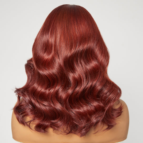 The Back of Phenix Copper Red Body Wave 13x4 Frontal Lace Wig