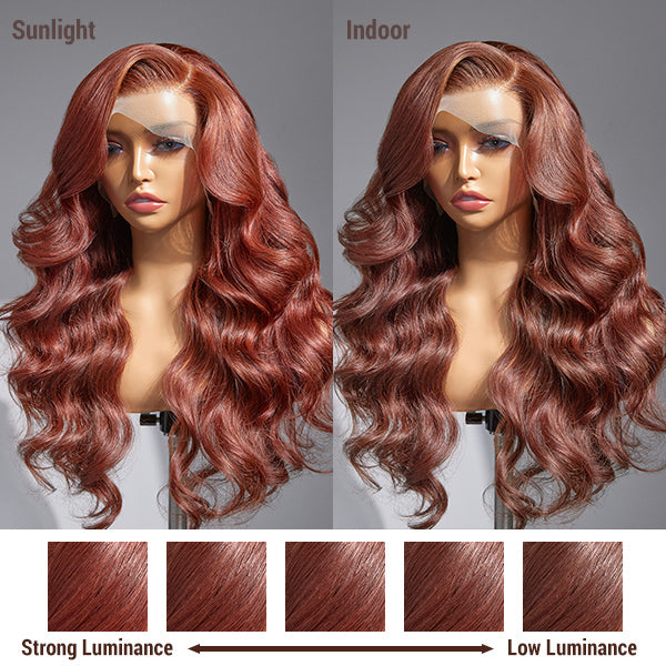 Gloria Caramel Reddish Brown Body Wave 13x4 Lace Front Wig C Part | Limited Design