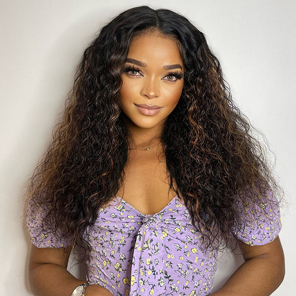 Gorgeous Highlights Loose Water Wave 13x4 Undetectable Invisible Frontal Lace Wig | Natural & Face-fitting