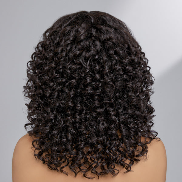 4x4 Closure Lace Layered Short Curly Mid Parted Glueless Wig