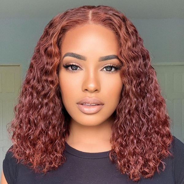 Flash Sale | Reddish Brown Glueless Closure  Lace Curly Wig | Pre-plucked