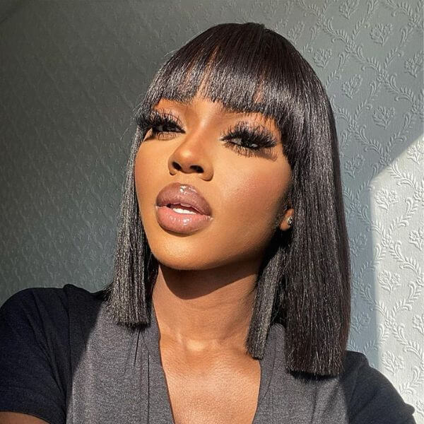 Yaki Wig, Bob Wig With Bangs, Undetectable Lace Wig
