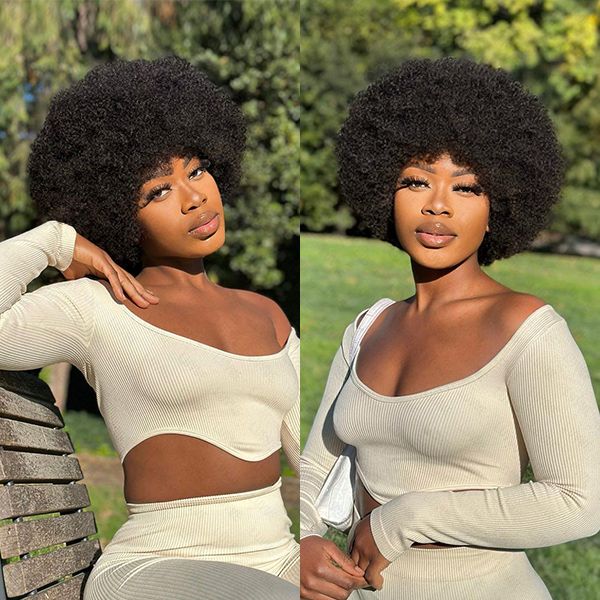 Retro & Vintage | Ultra Natural Afro Curl 13X2 Frontal Lace Wig | Bleached Knots