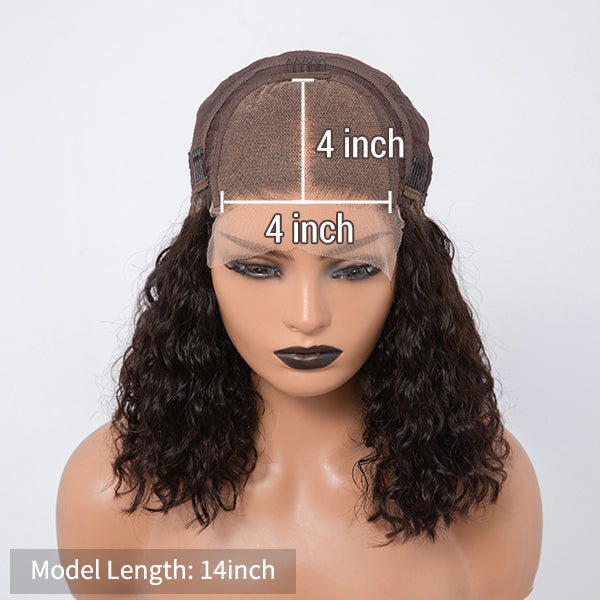 Lace detail of 4x4 Glueless Lace Closure Short Water Wave Wig | Vacation Vibes