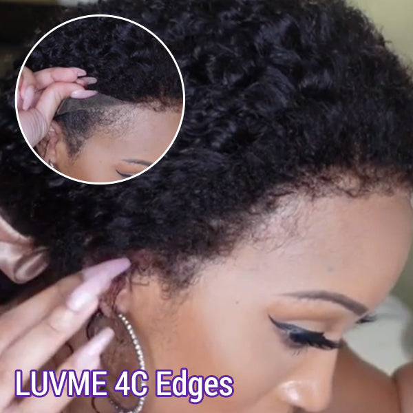 Luvme 4C Edges | Realistic Afro Kinky Edges Free Parting 13x4 Undetectable Lace Front Human Hair Wig | Afro Inspired