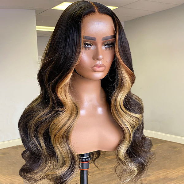 Loose Wave Wig, Big Loose Wave With Classy Blonde Highlights Undetectable 5x5 Lace Closure Wig