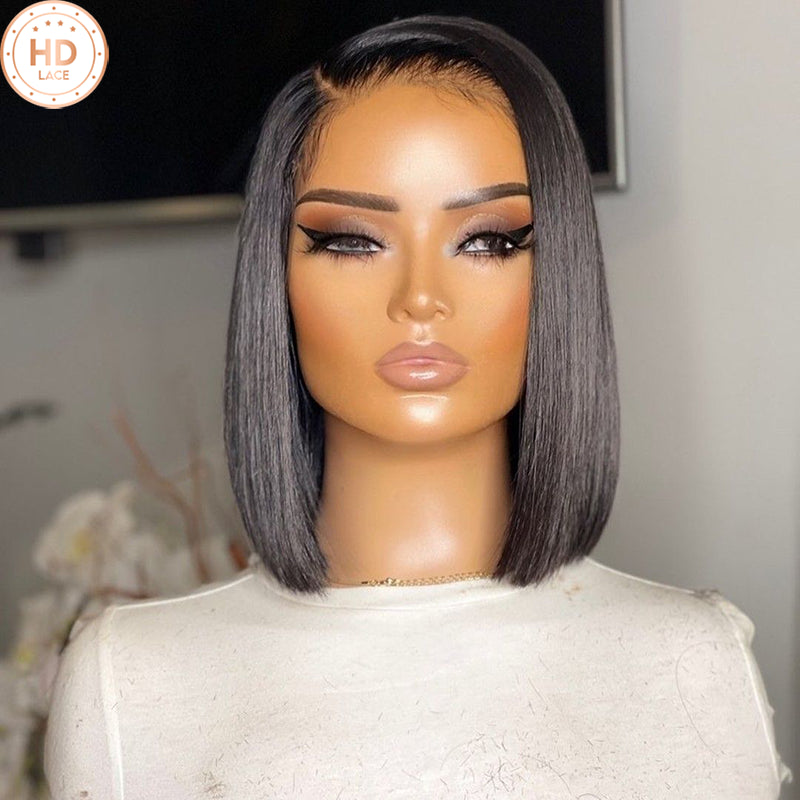 ReadytoGo HD Lace Side Part Bob Glueless+PrePlucked+KnotsBleached