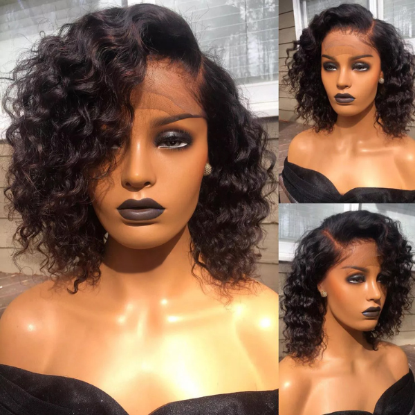 Products Water Wave C Parted Glueless Undetectable Minimalist Lace Wig With Bangs