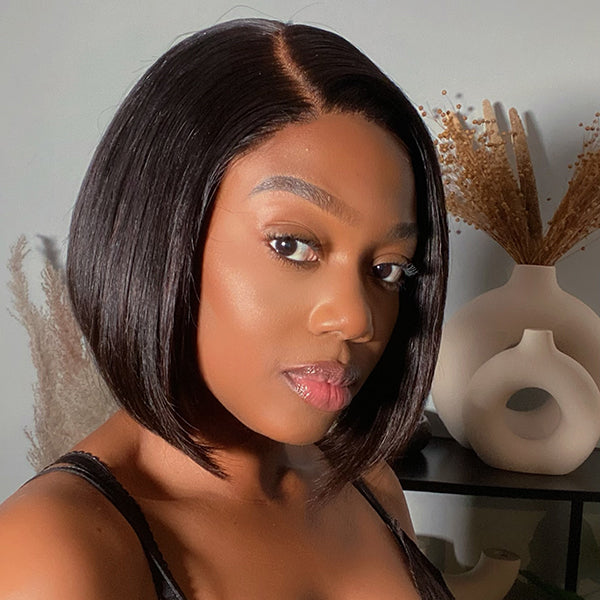 Luvme Bob Wig Undetectable Invisible Lace Wig Ultra Full Side Part Human Hair Wig